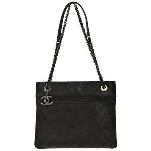 Chanel Black Calfskin Wild Stitch Chain Tote Bag 125066